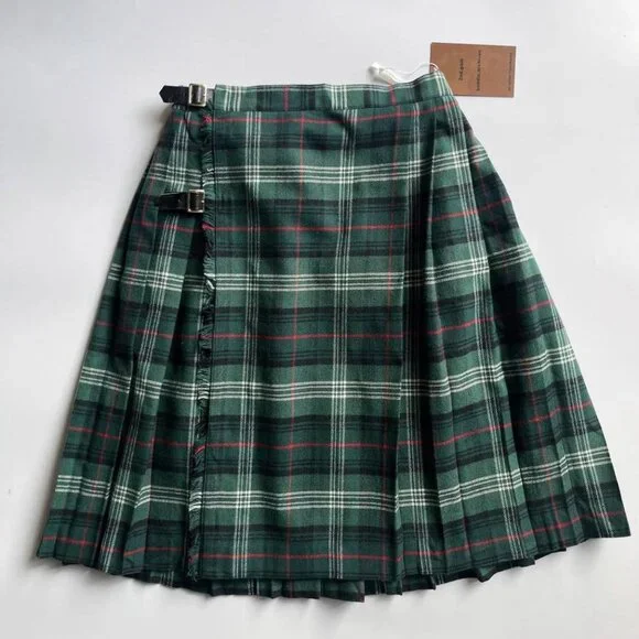 Green Plaid Tartan Kilt Skirt - Picture 2 of 3